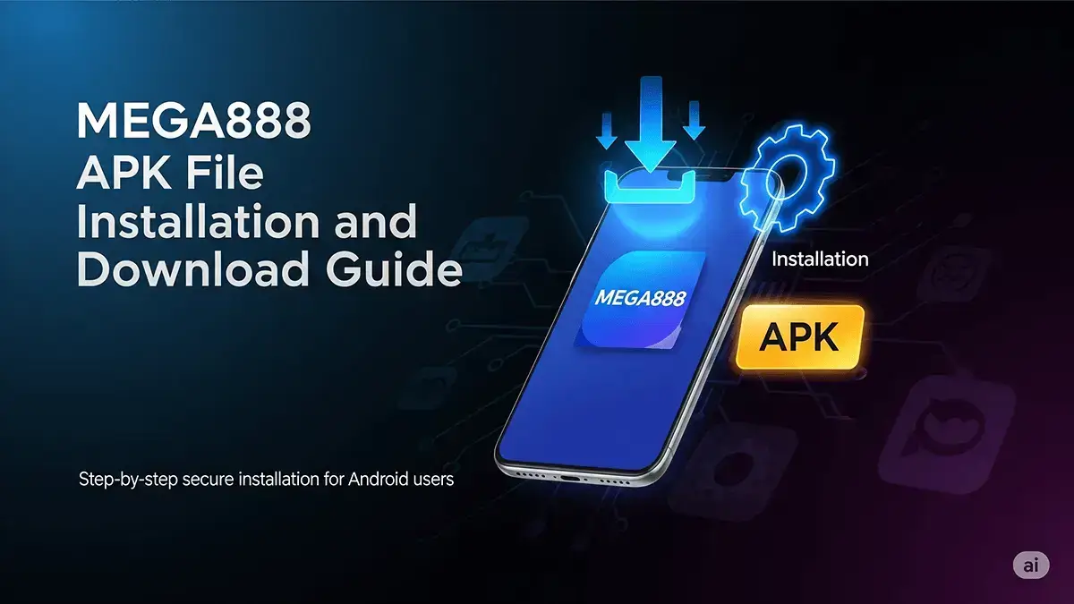 Mega888 APK Rasmi Malaysia - Screenshot halaman download dan install aplikasi slot